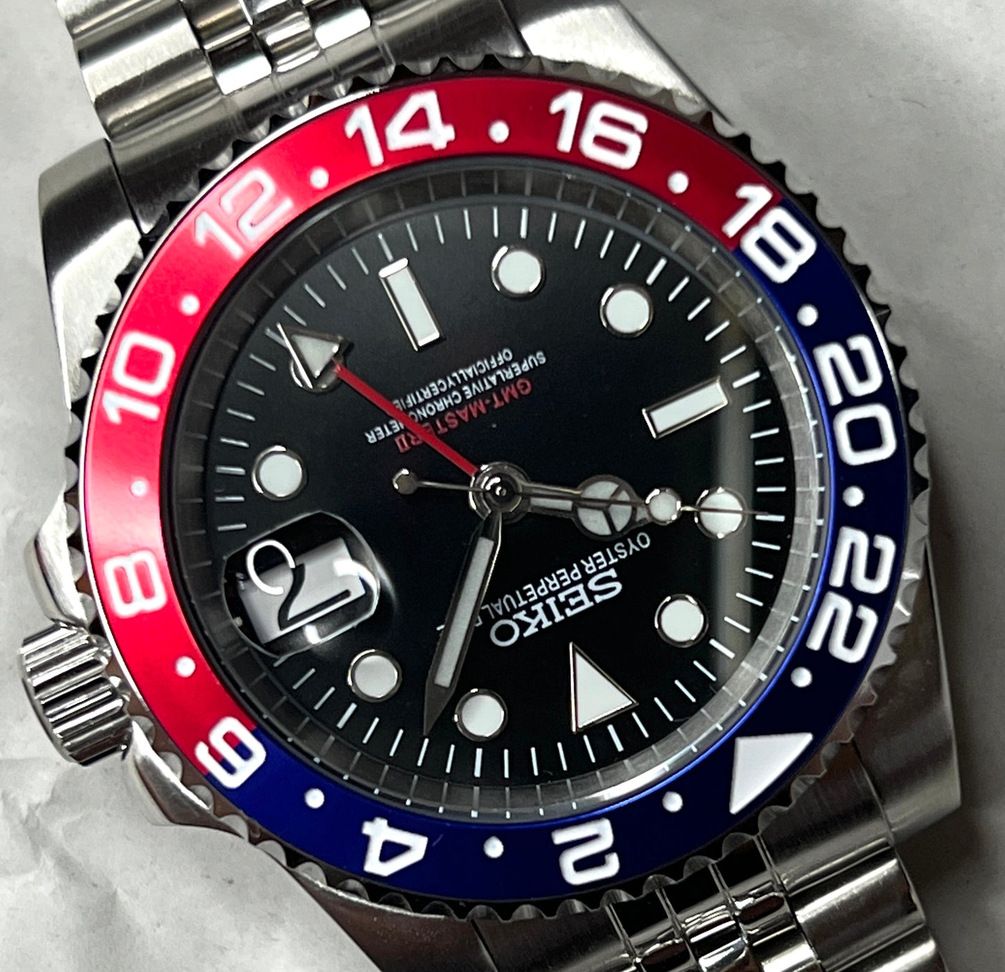 SEIKOMOD|GMT MASTER2 /PEPUSI/RED&BLUE BEZEL model HOMAGE 40mm