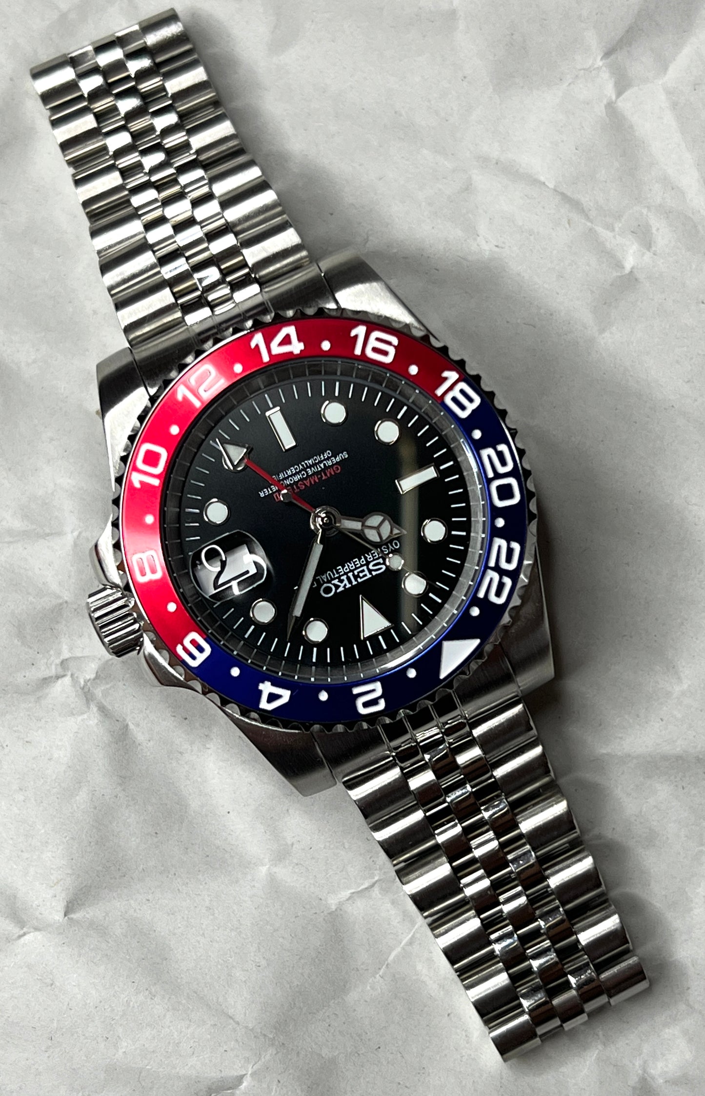 SEIKOMOD|GMT MASTER2 /PEPUSI/RED&BLUE BEZEL model HOMAGE 40mm