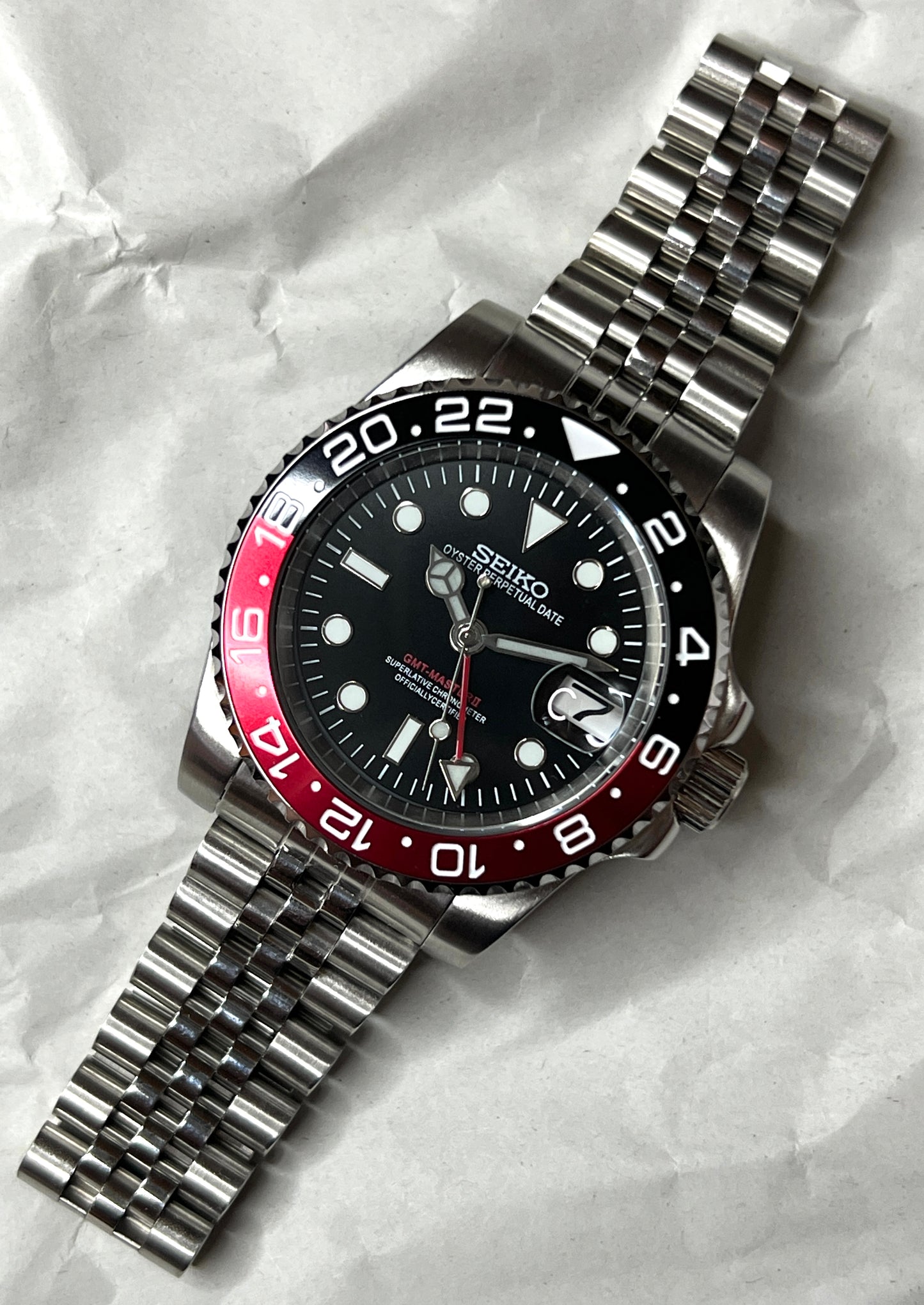SEIKOMOD|GMT MASTER2 /COKE/RED&BLACK BEZEL model HOMAGE 40mm