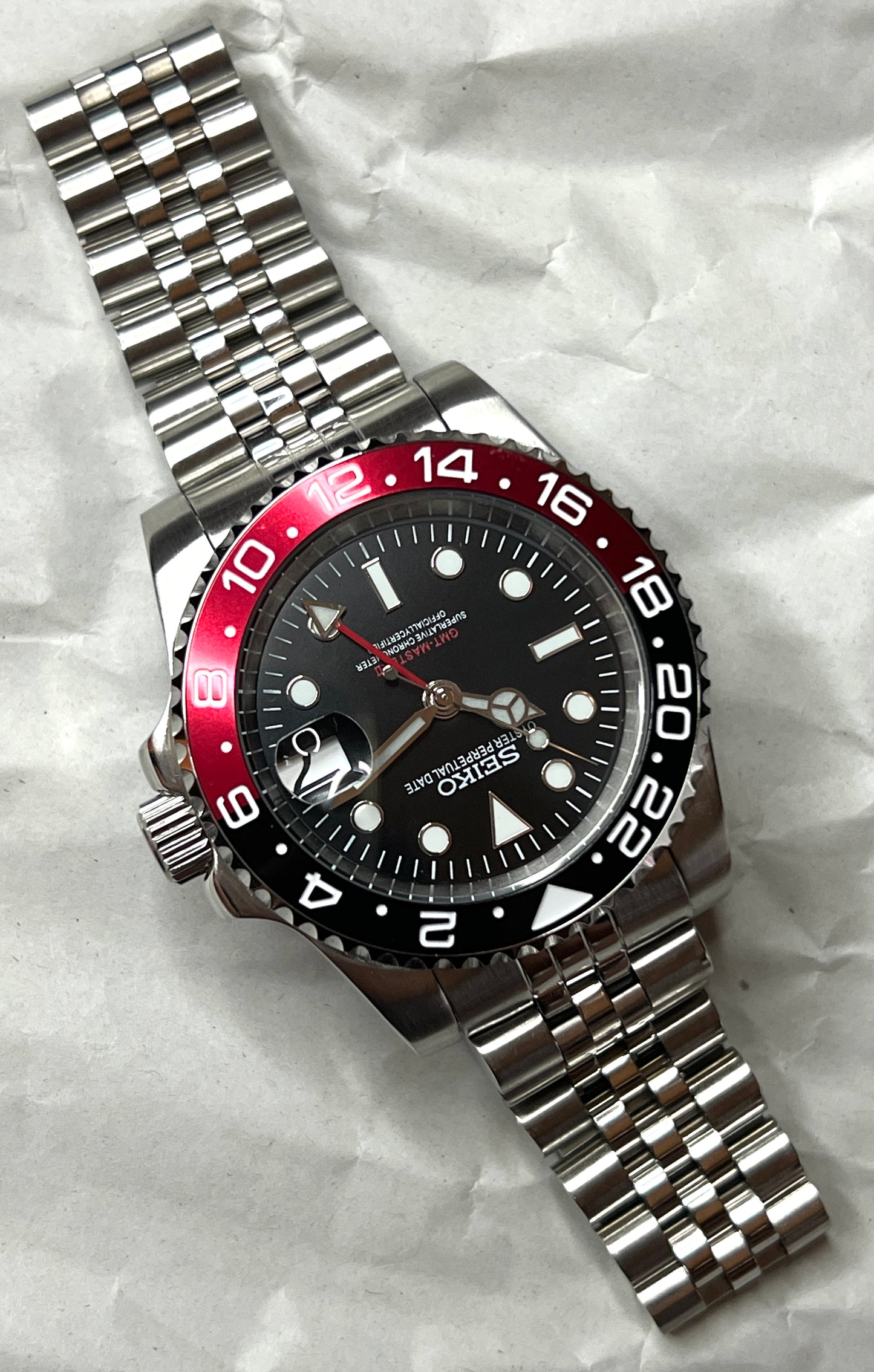 SEIKOMOD|GMT MASTER2 /COKE/RED&BLACK BEZEL model HOMAGE 40mm