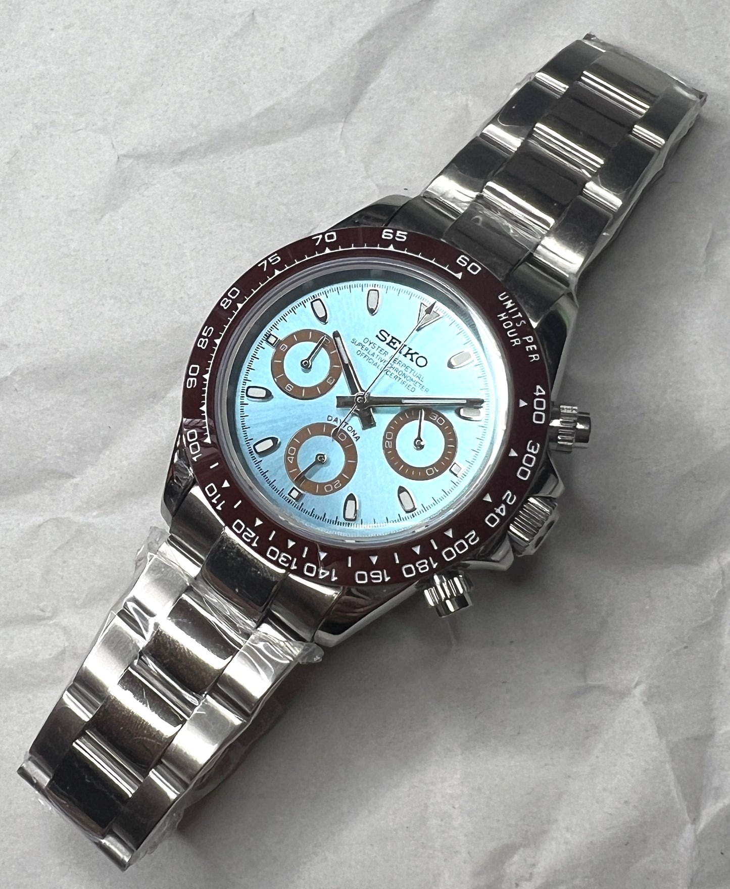 SEIKOMOD|DAYTONA /Ice Blue Dial/Chestnut Brown Bezel/ 40mm