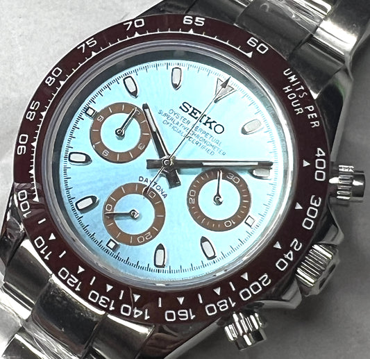SEIKOMOD|DAYTONA /Ice Blue Dial/Chestnut Brown Bezel/ 40mm