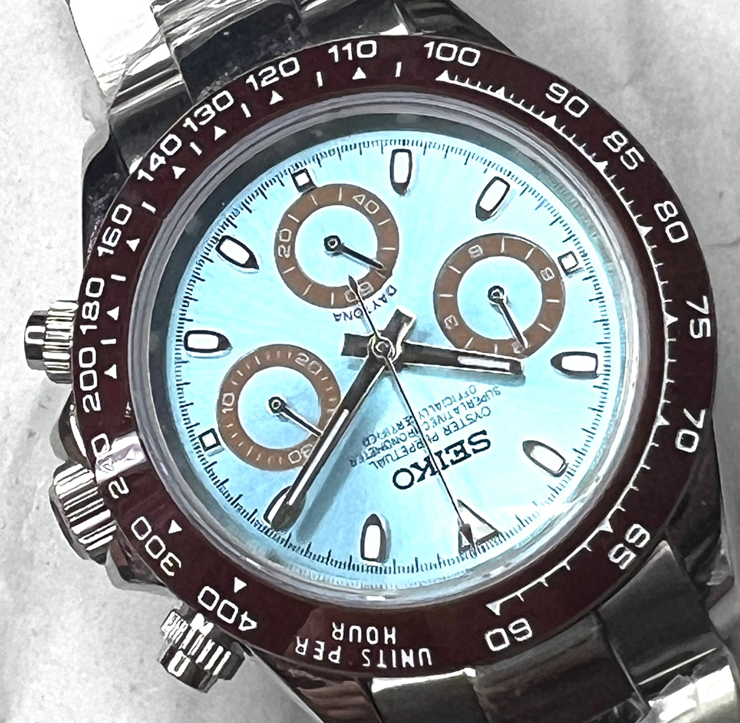 SEIKOMOD|DAYTONA /Ice Blue Dial/Chestnut Brown Bezel/ 40mm