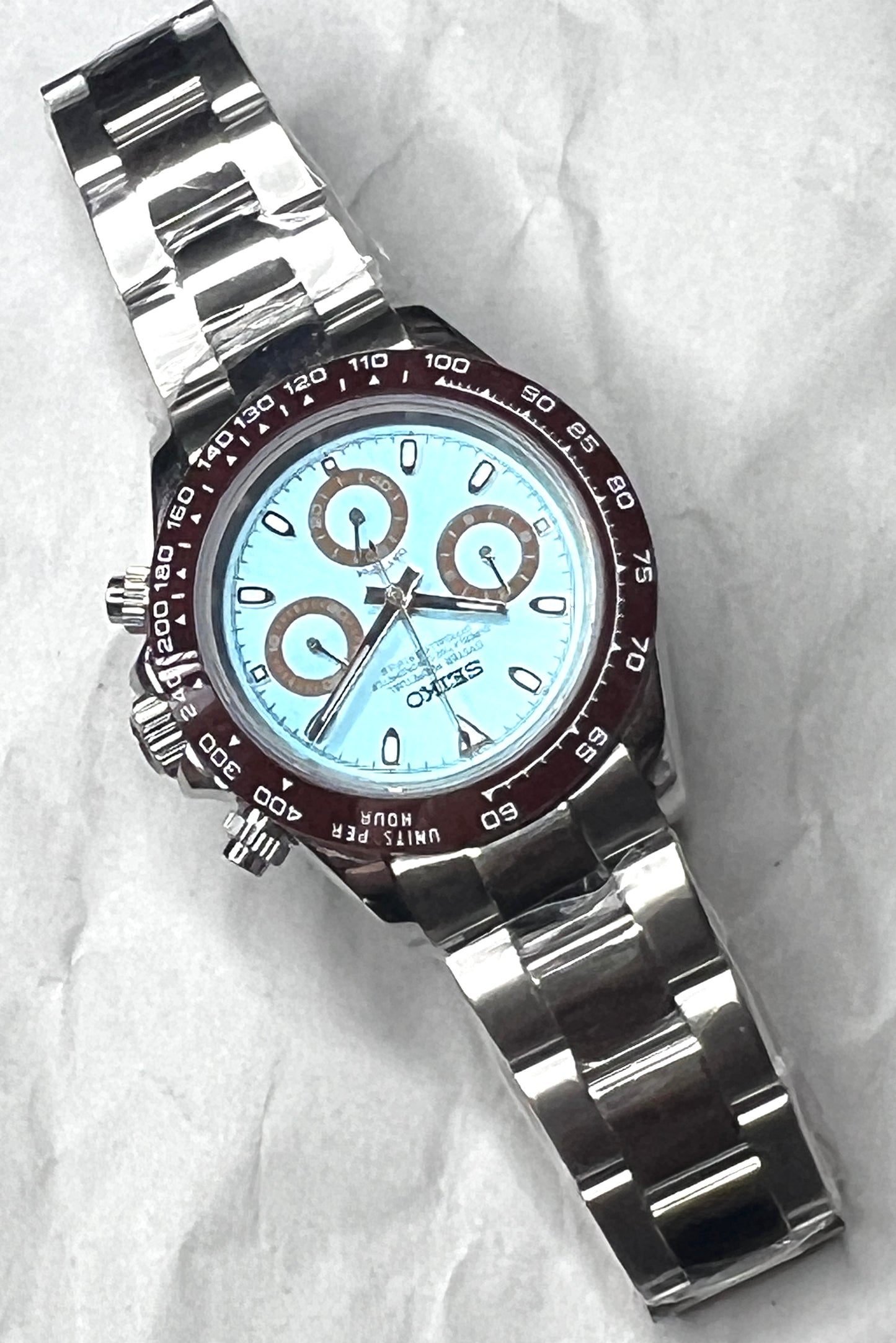 SEIKOMOD|DAYTONA /Ice Blue Dial/Chestnut Brown Bezel/ 40mm