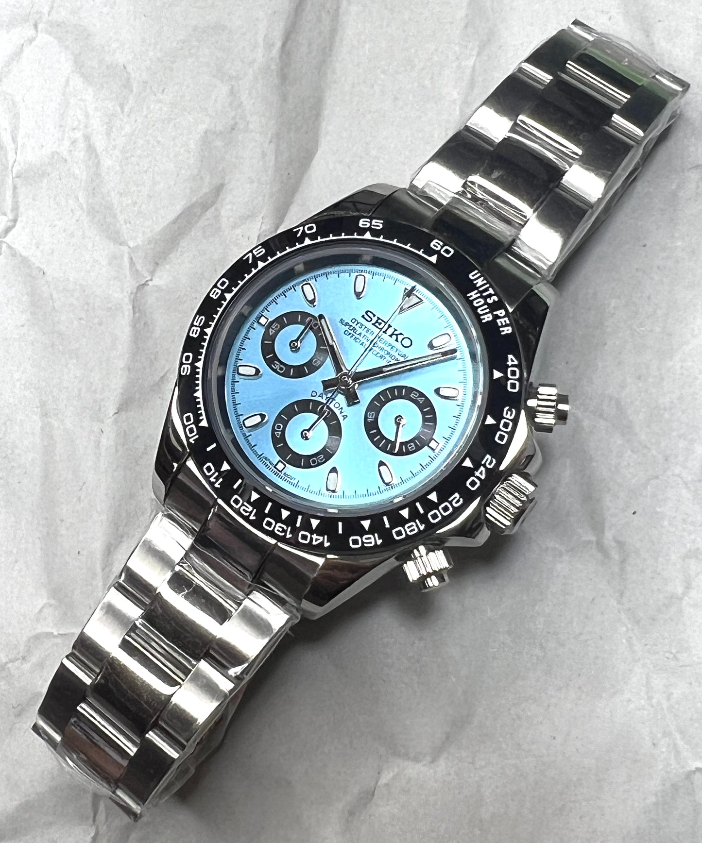 SEIKOMOD|DAYTONA /Ice Blue Dial/Black Bezel/ 40mm