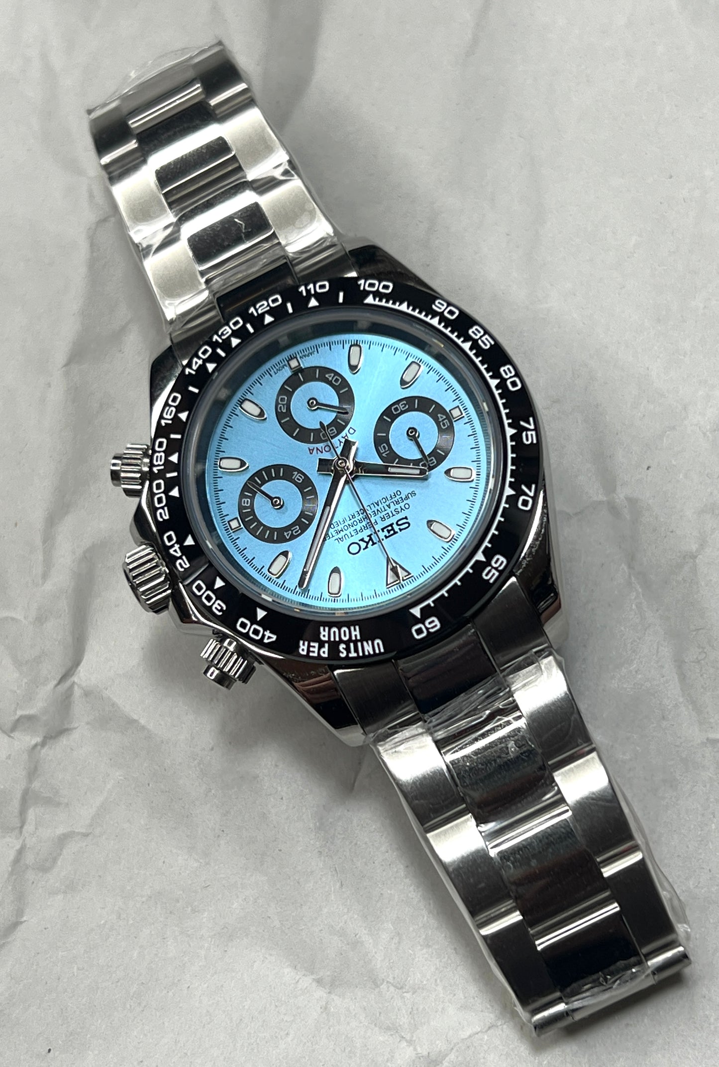 SEIKOMOD|DAYTONA /Ice Blue Dial/Black Bezel/ 40mm
