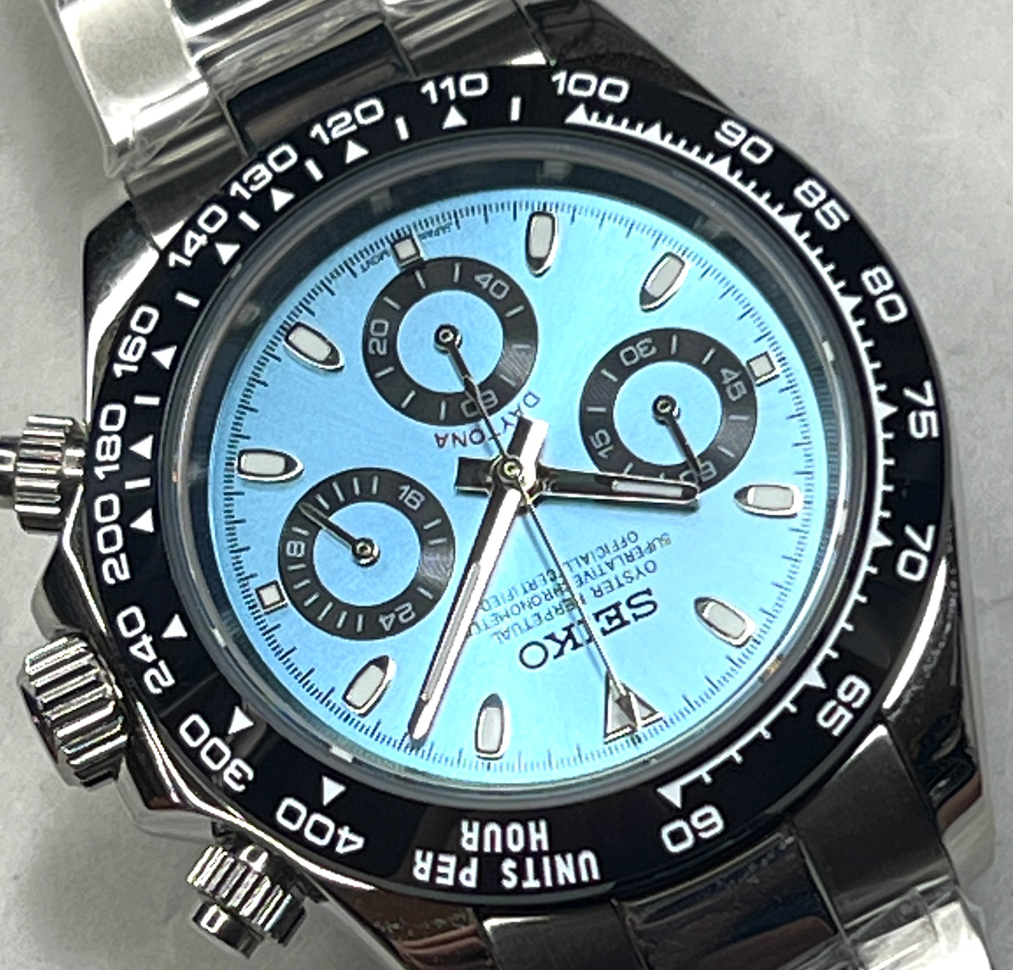 SEIKOMOD|DAYTONA /Ice Blue Dial/Black Bezel/ 40mm