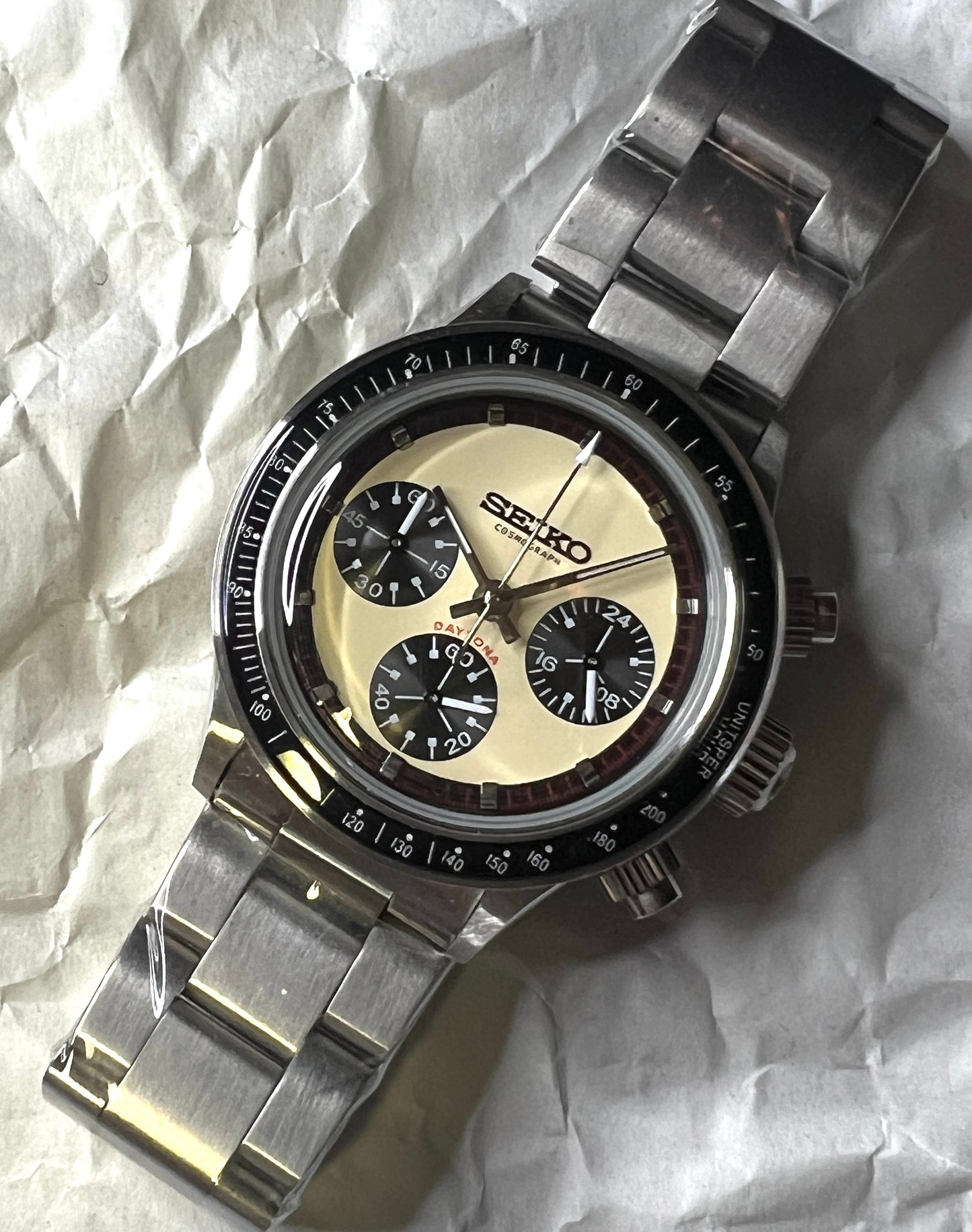 Seiko Mod|COSMO GRAPH DAYTONA 6241 homage model /Cream Color Dial/ 38mm