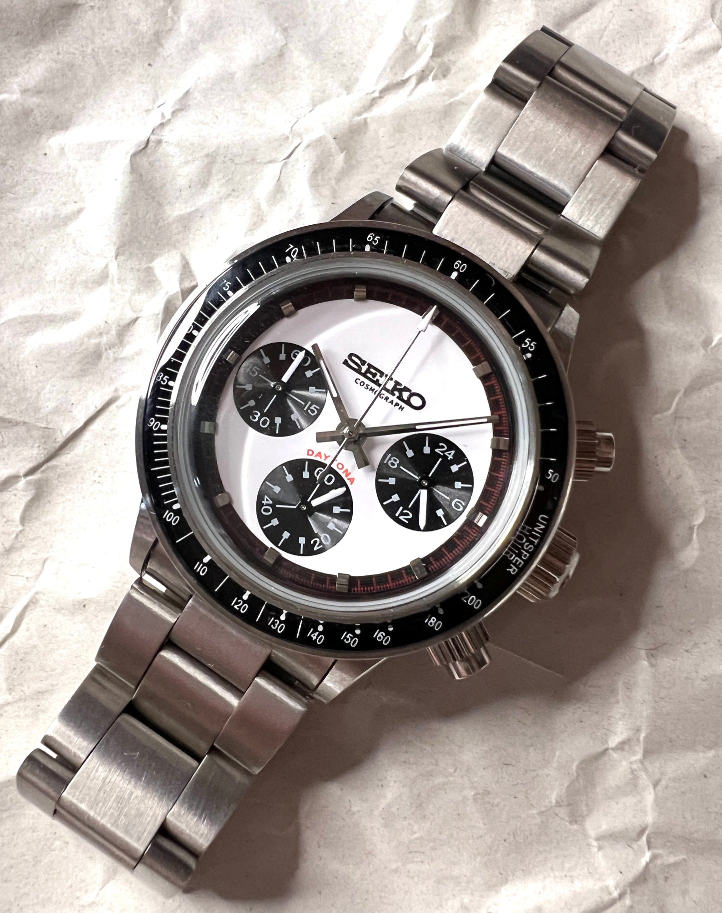 Seiko Mod|COSMO GRAPH DAYTONA 6241 homage model /White Dial/ 38mm