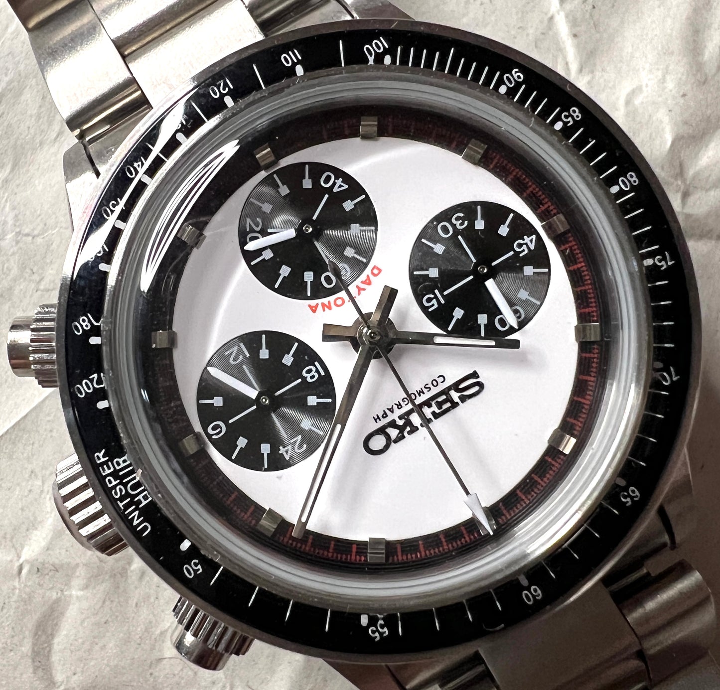 Seiko Mod|COSMO GRAPH DAYTONA 6241 homage model /White Dial/ 38mm