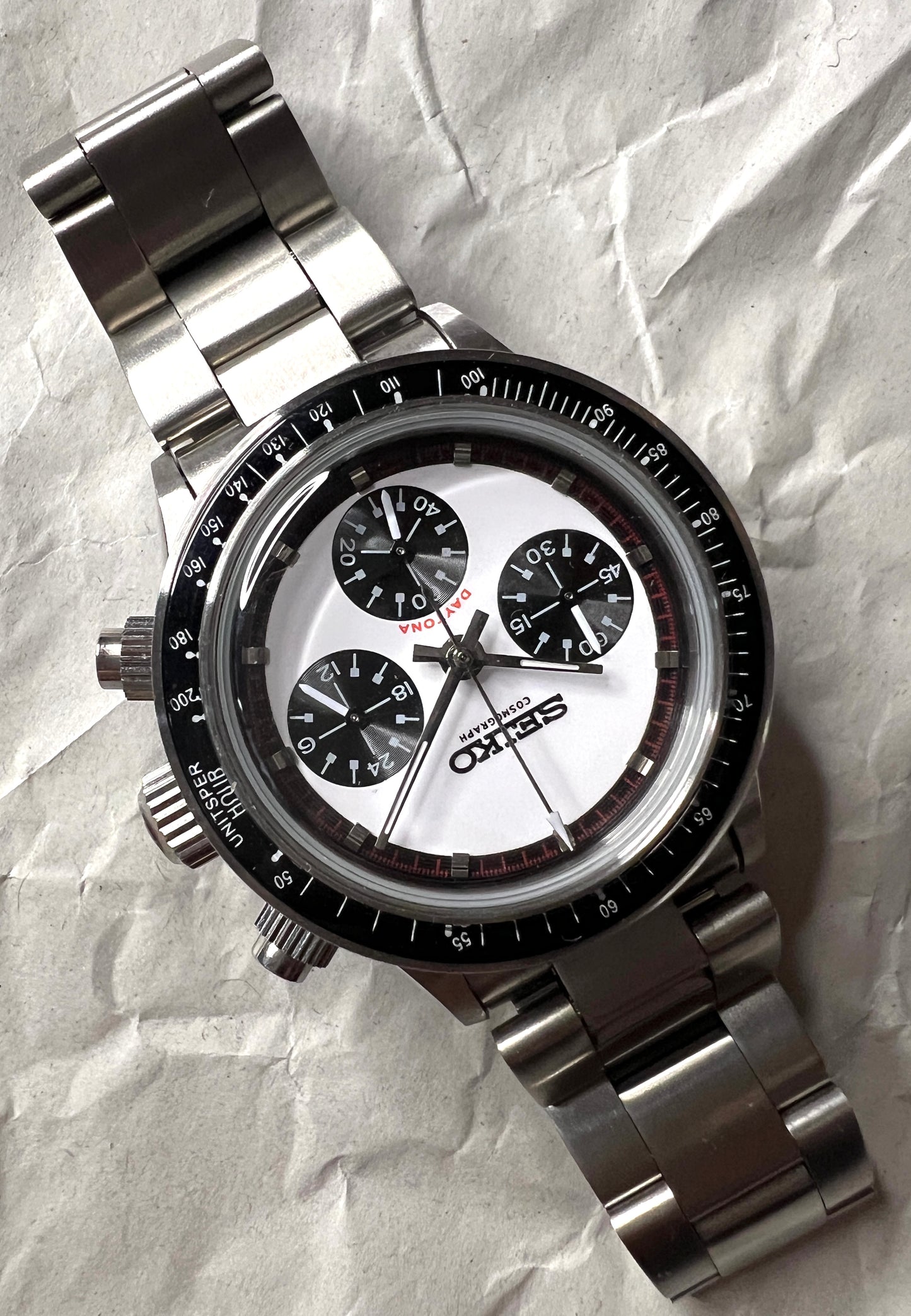 Seiko Mod|COSMO GRAPH DAYTONA 6241 homage model /White Dial/ 38mm