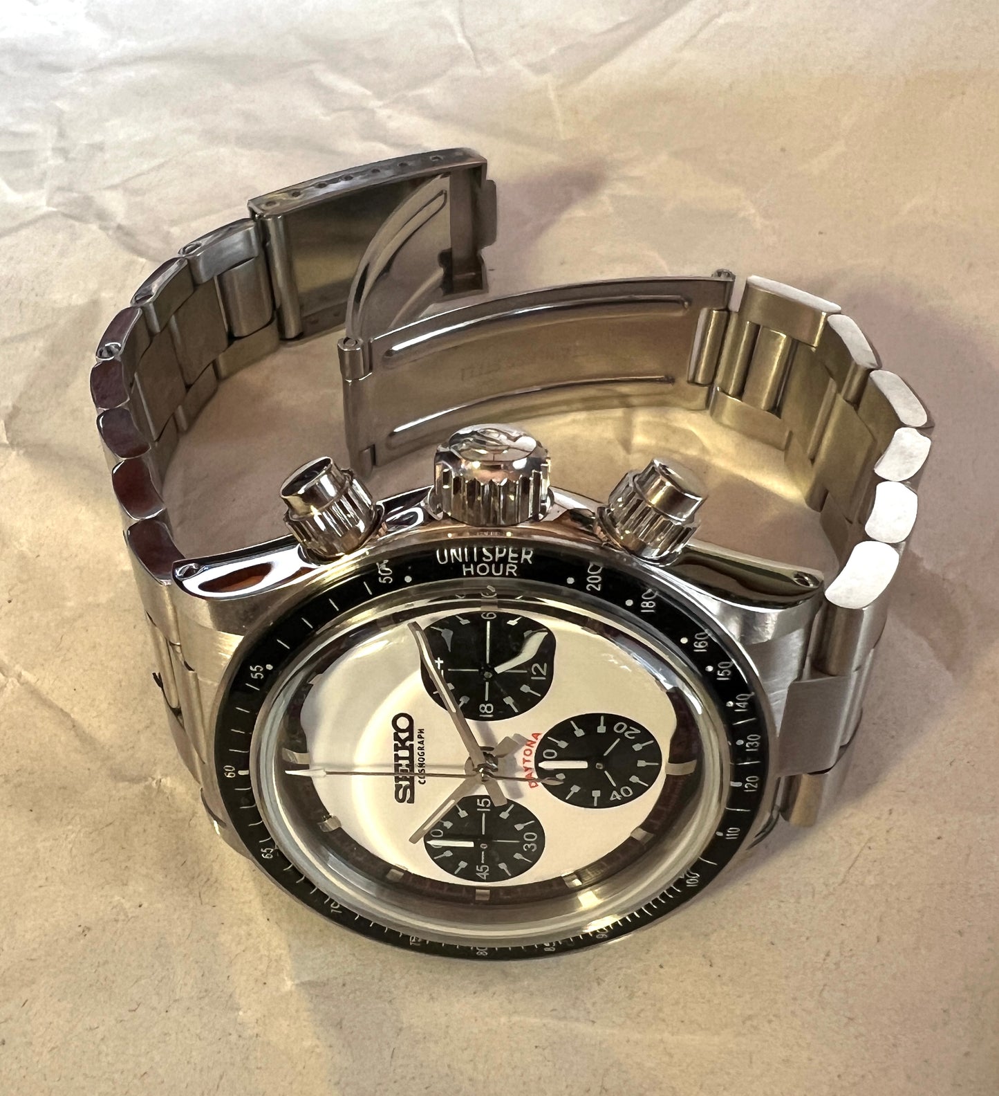 Seiko Mod|COSMO GRAPH DAYTONA 6241 homage model /White Dial/ 38mm