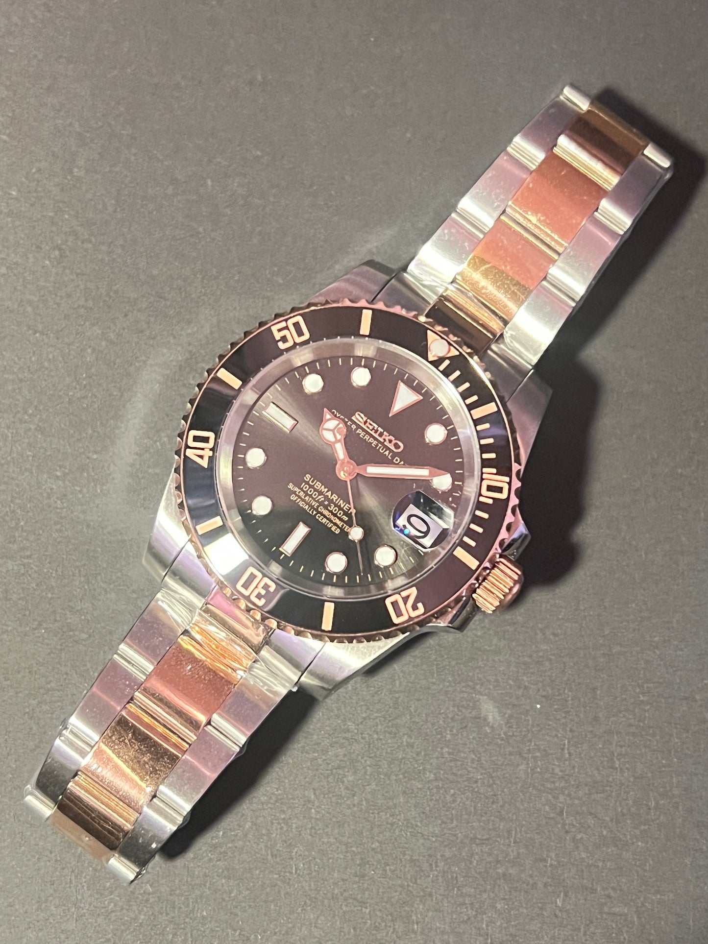 SEIKOMODS|COMBI-SUB/ROSEGOLD&SILVER/ 40mm
