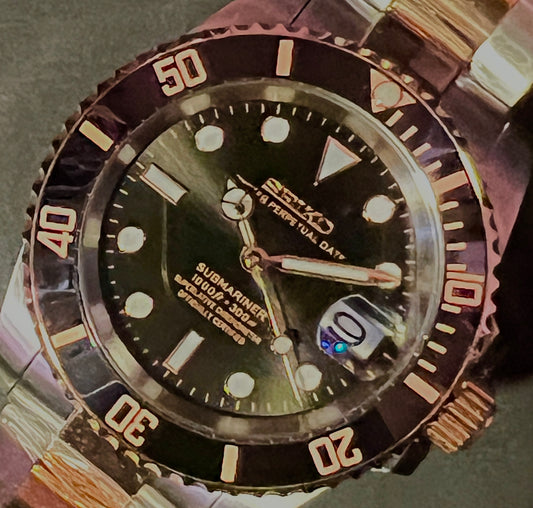 SEIKOMODS|COMBI-SUB/ROSEGOLD&SILVER/ 40mm