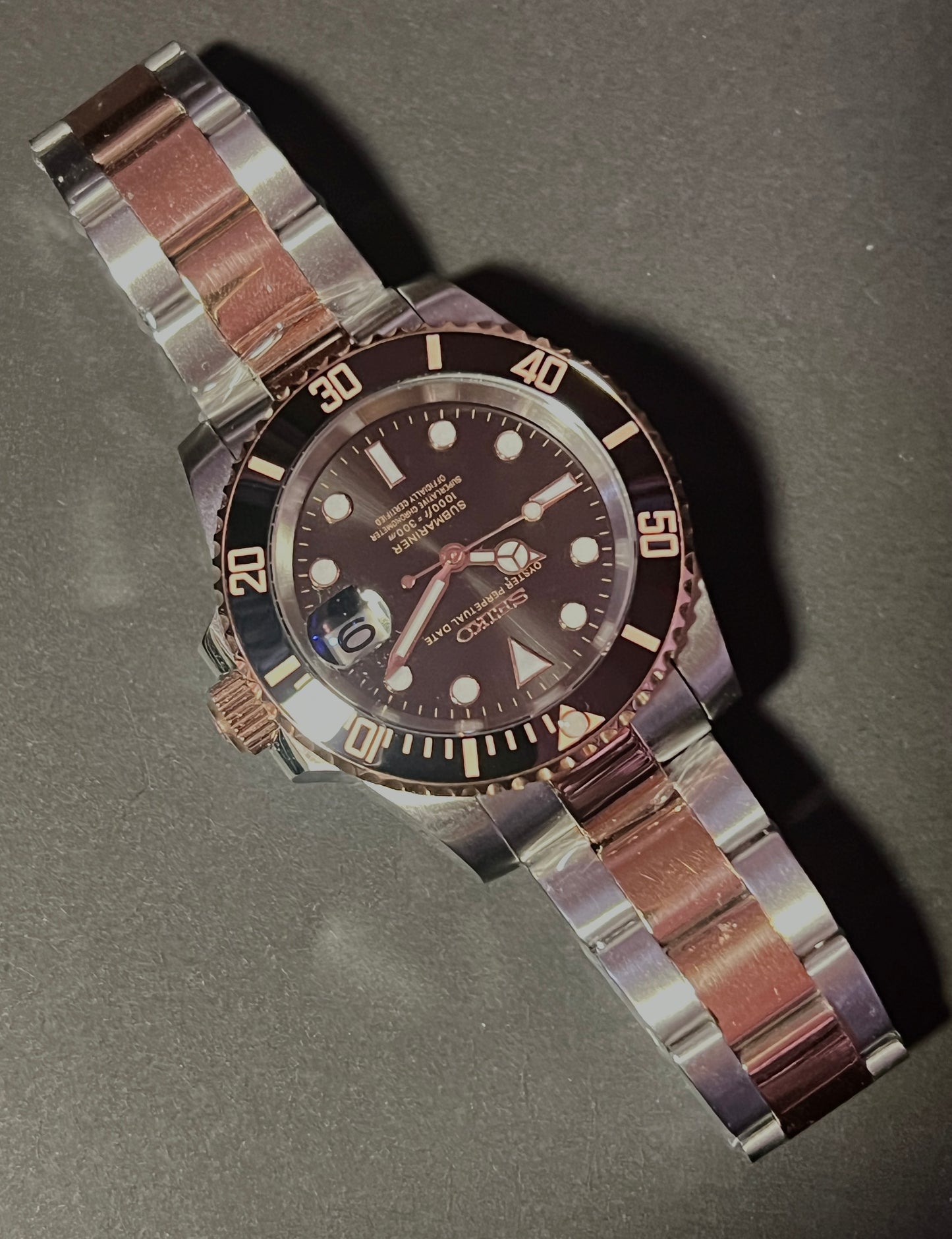 SEIKOMODS|COMBI-SUB/ROSEGOLD&SILVER/ 40mm