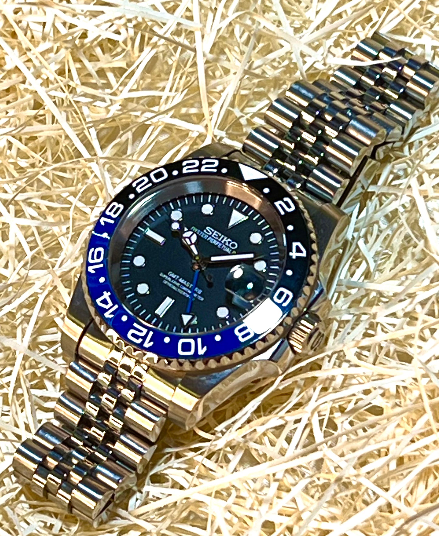 SEIKOMOD|GMT MASTER2 /BATMAN/BLACK&BLUE BEZEL model HOMAGE 40mm