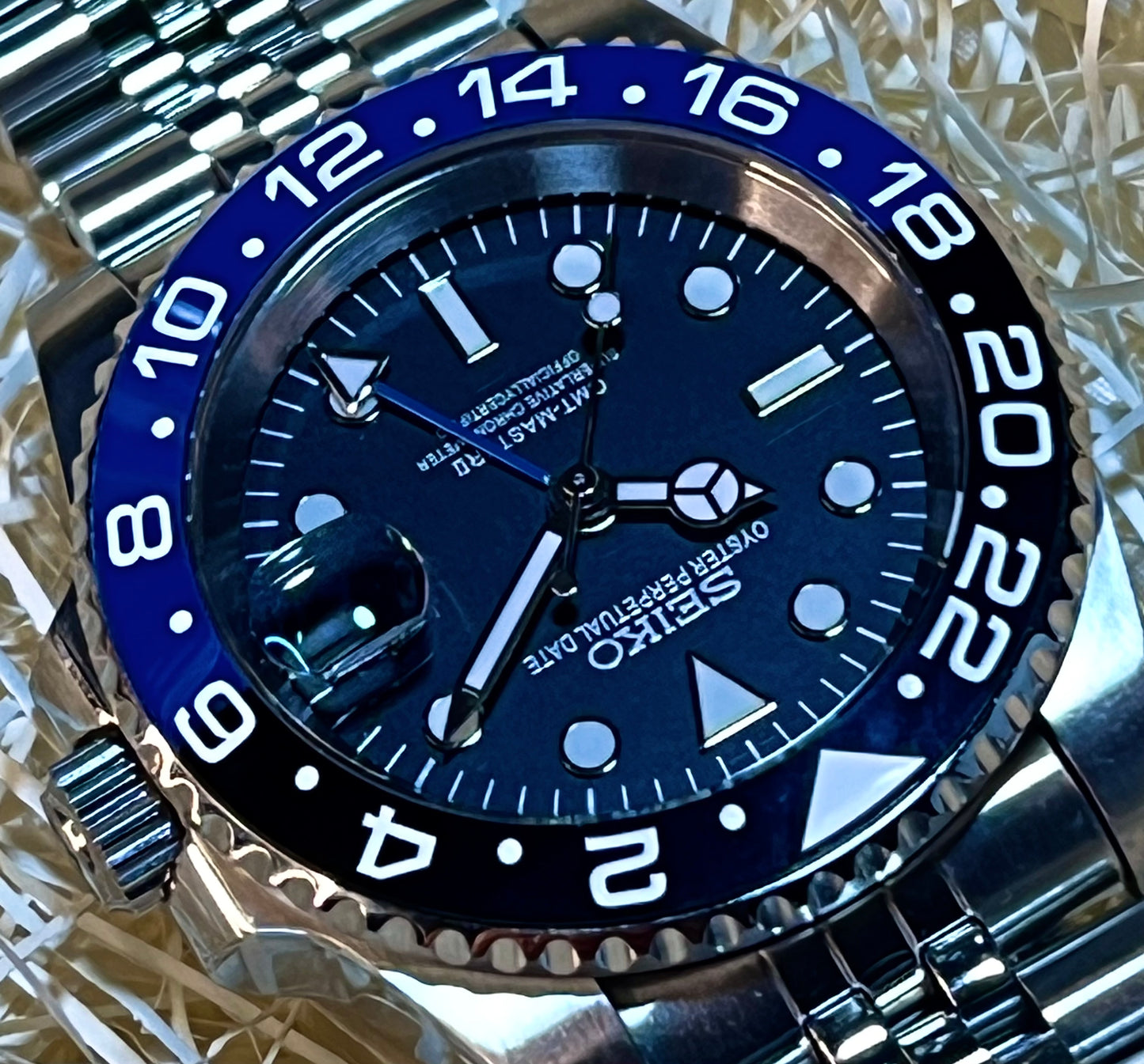 SEIKOMOD|GMT MASTER2 /BATMAN/BLACK&BLUE BEZEL model HOMAGE 40mm