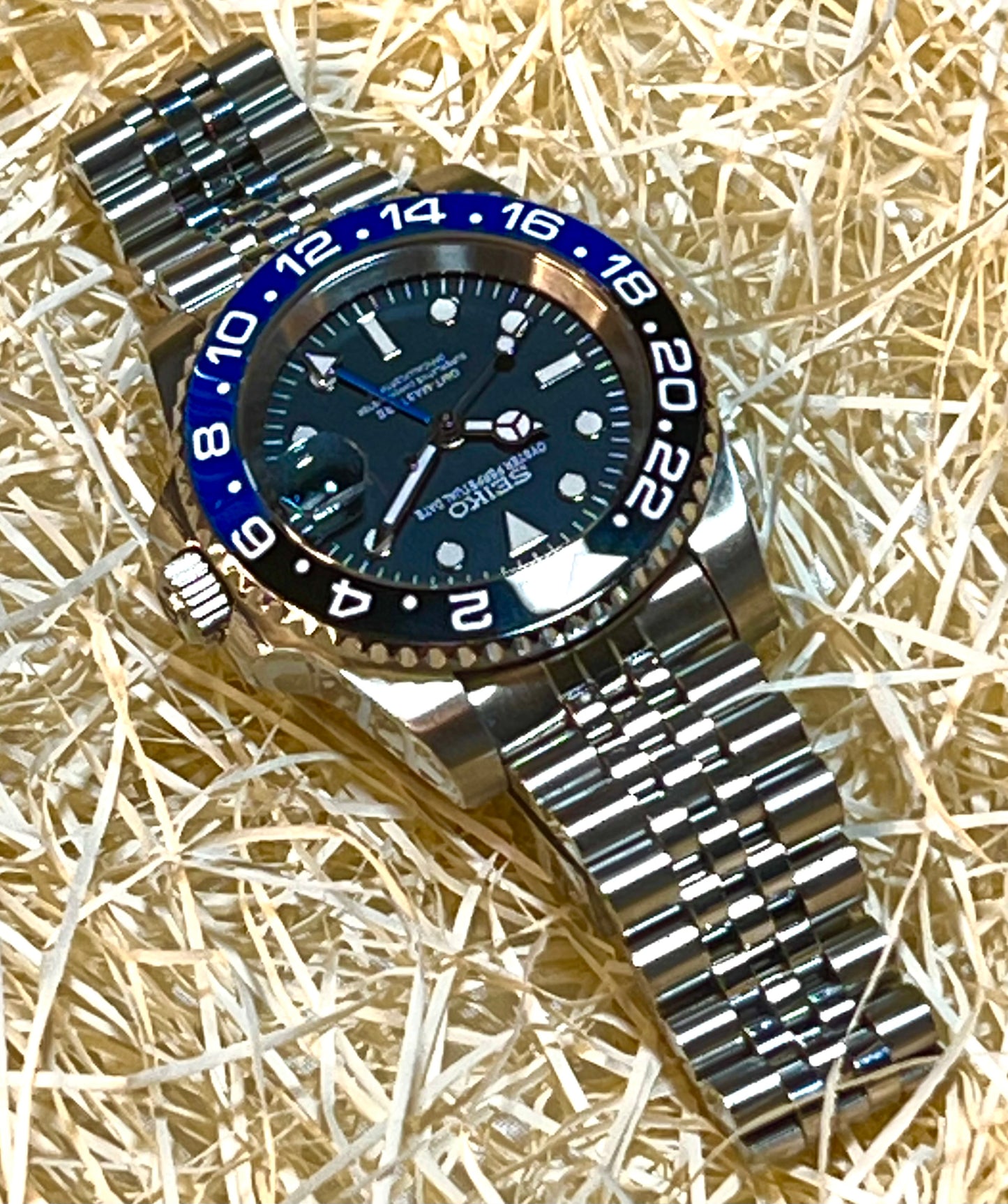 SEIKOMOD|GMT MASTER2 /BATMAN/BLACK&BLUE BEZEL model HOMAGE 40mm