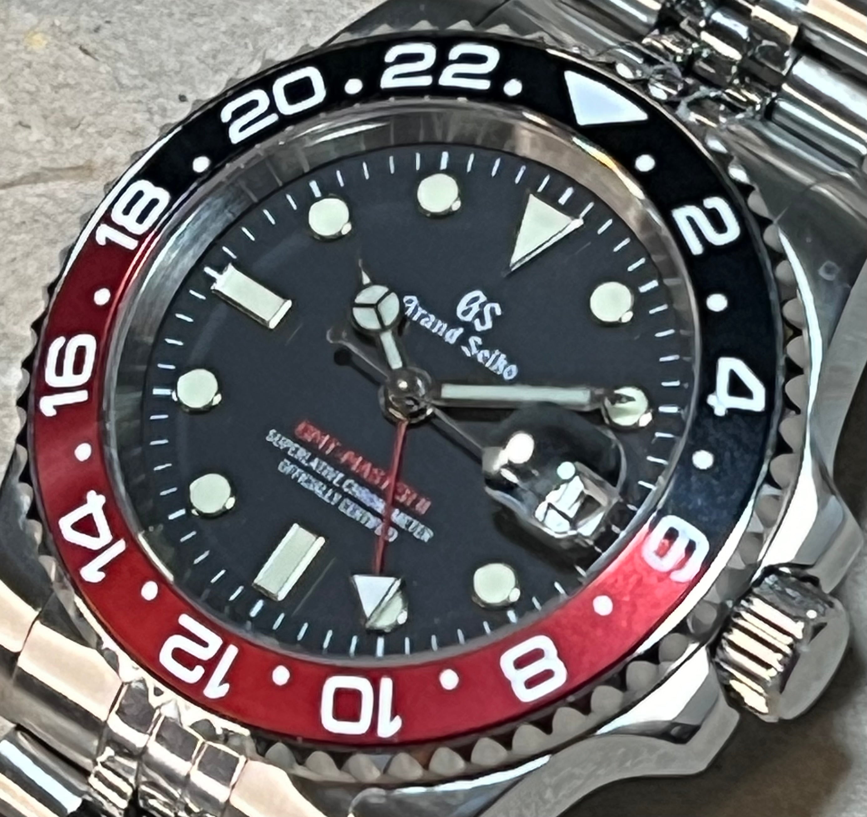 SEIKO MOD GMTマスター オマージュ GS カスタム オートマチック NH34A カレンダー付 24時間計 GMT実稼働 裏スケルトン コーク(その他)｜売買されたオークション情報、yahooの商品情報をアーカイブ公  その他