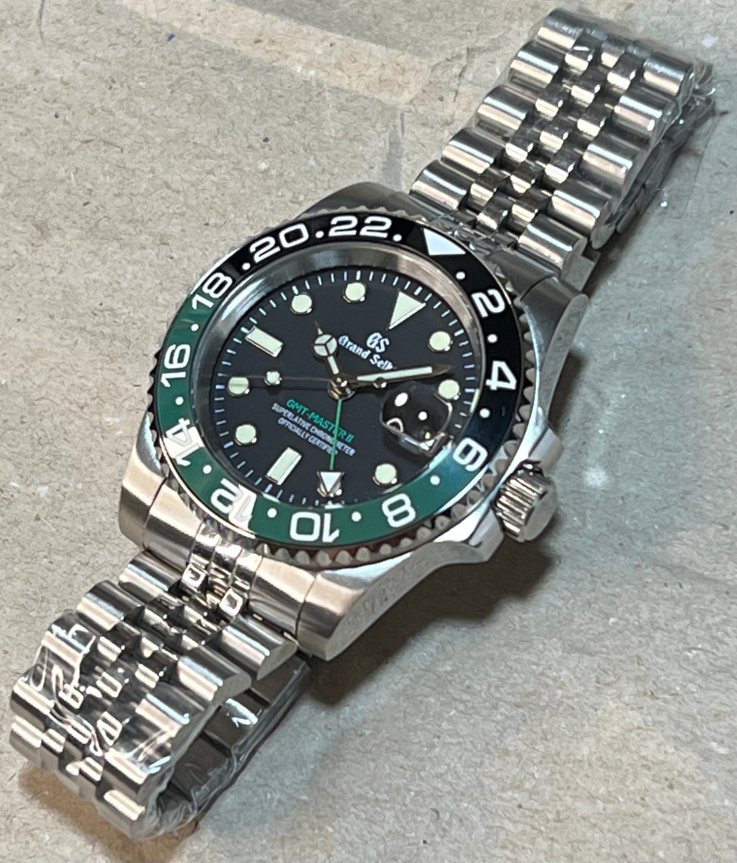 SEIKOMOD|SPRITE  GMT MASTER2 BLACK&GREEN BEZEL model HOMAGE 40mm GS VER.