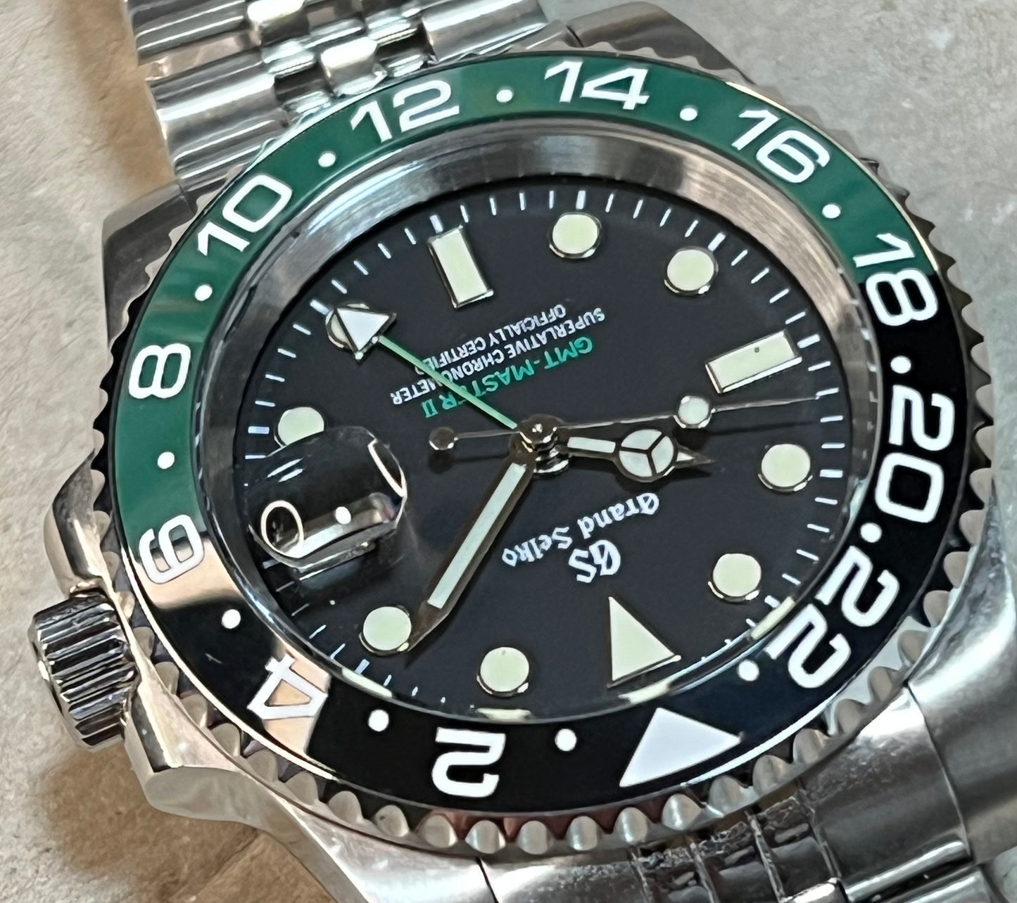 SEIKOMOD|SPRITE  GMT MASTER2 BLACK&GREEN BEZEL model HOMAGE 40mm GS VER.