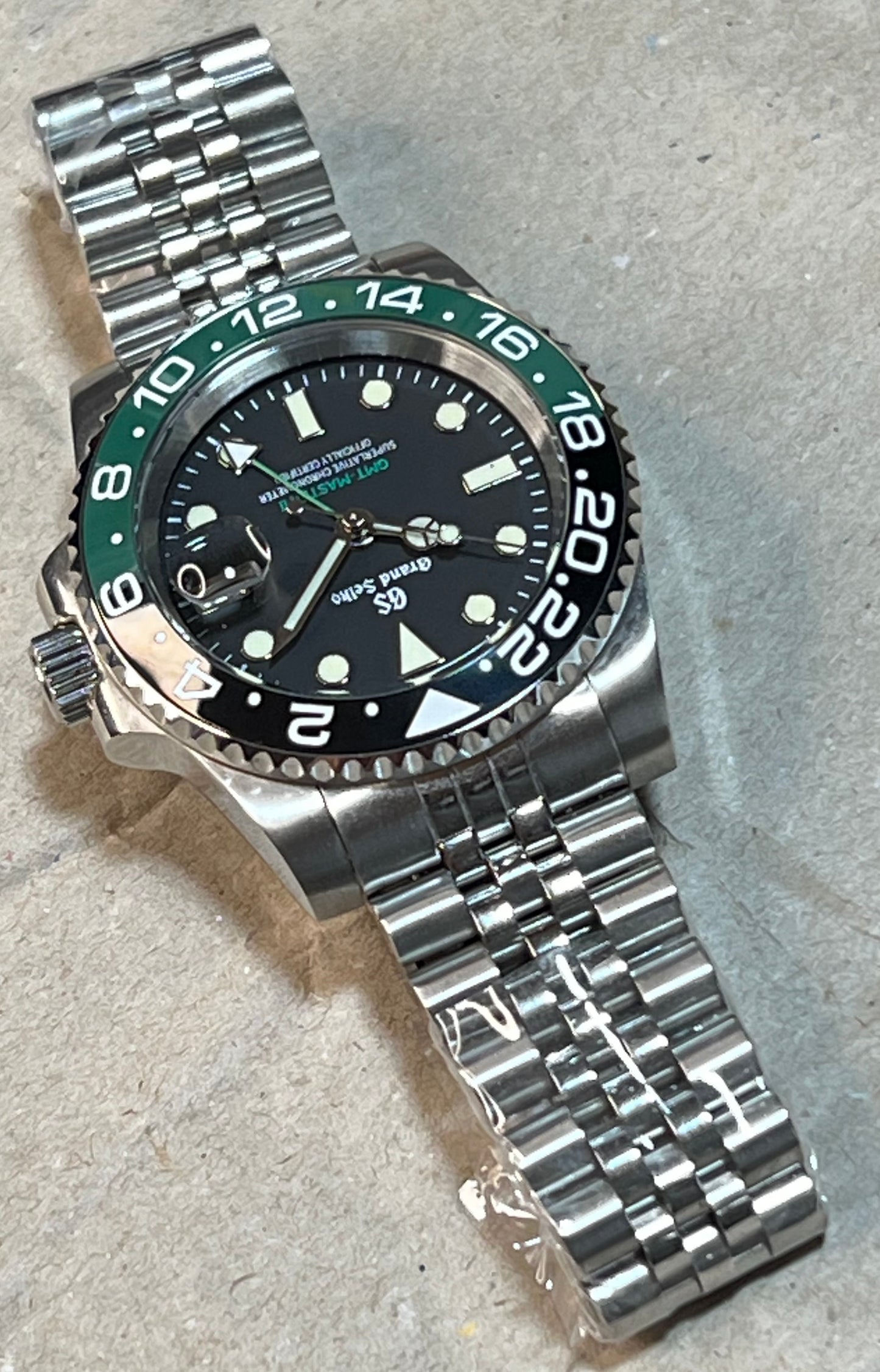 SEIKOMOD|SPRITE  GMT MASTER2 BLACK&GREEN BEZEL model HOMAGE 40mm GS VER.