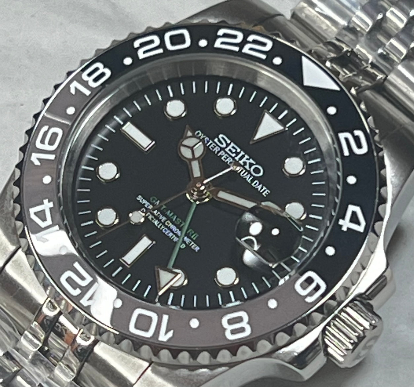 SEIKOMOD|NEW GMT MASTER2 BLACK&GREY BEZEL model HOMAGE 40mm