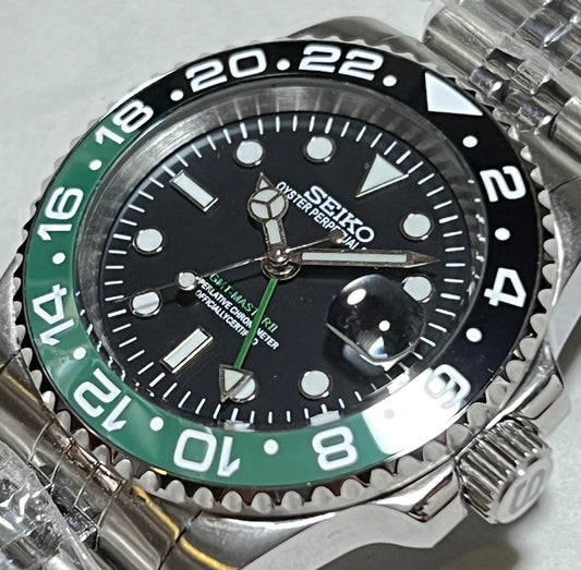 SEIKOMOD|GMT MASTER2 /SPRITE/BLACK&GREEN BEZEL model HOMAGE 40mm