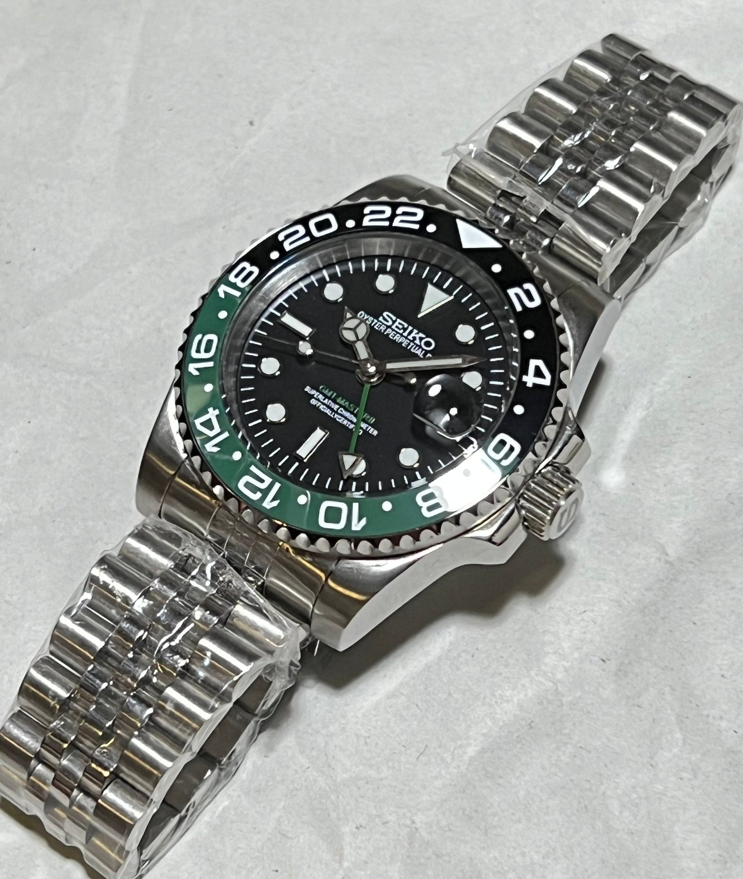 SEIKOMOD|GMT MASTER2 /SPRITE/BLACK&GREEN BEZEL model HOMAGE 40mm