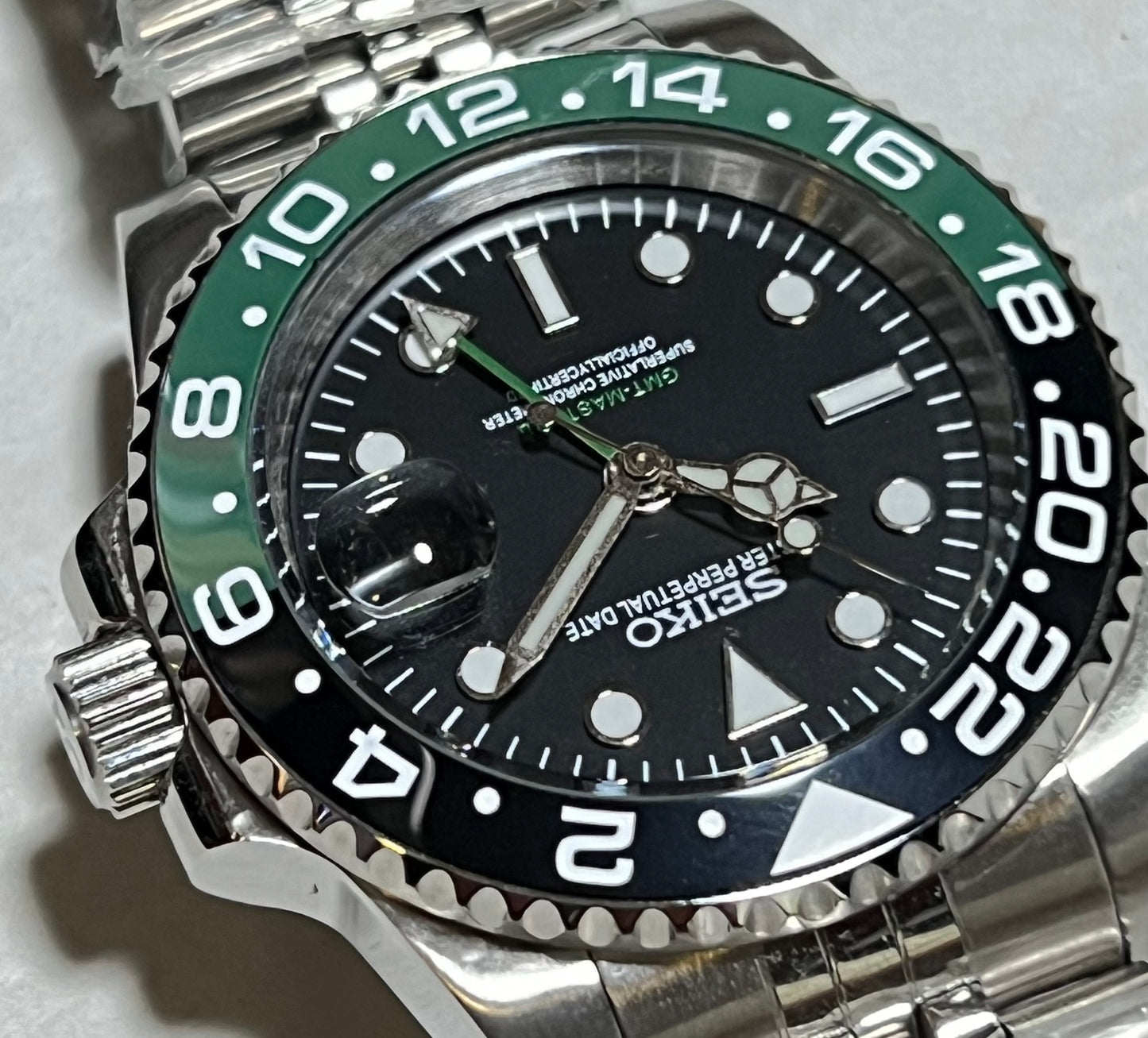 SEIKOMOD|GMT MASTER2 /SPRITE/BLACK&GREEN BEZEL model HOMAGE 40mm