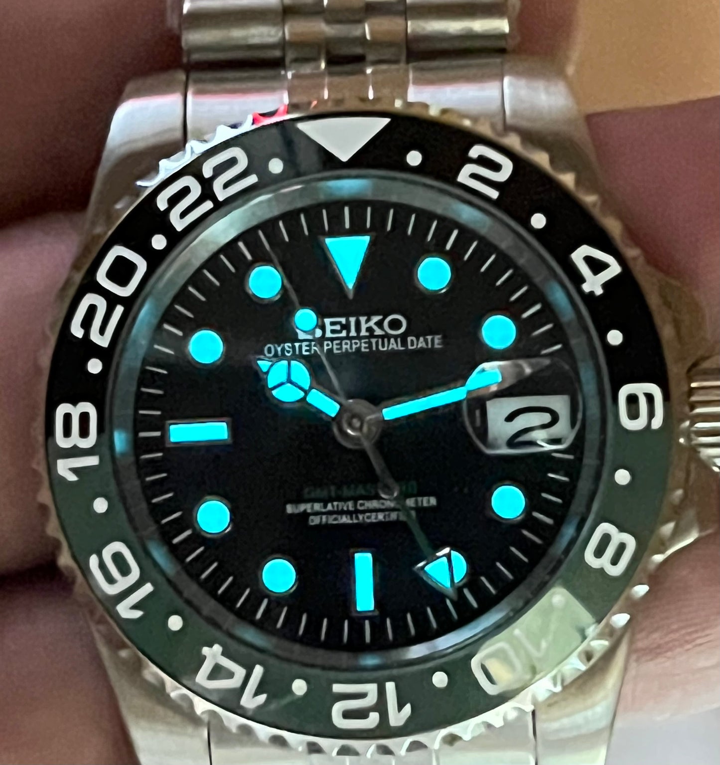 SEIKOMOD|GMT MASTER2 /SPRITE/BLACK&GREEN BEZEL model HOMAGE 40mm