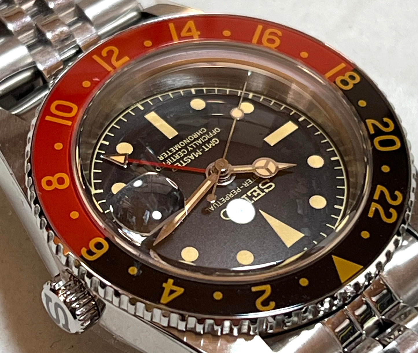 SEIKOMOD|GMTMASTER 6542 model homage /GLASS COKE BEZEL