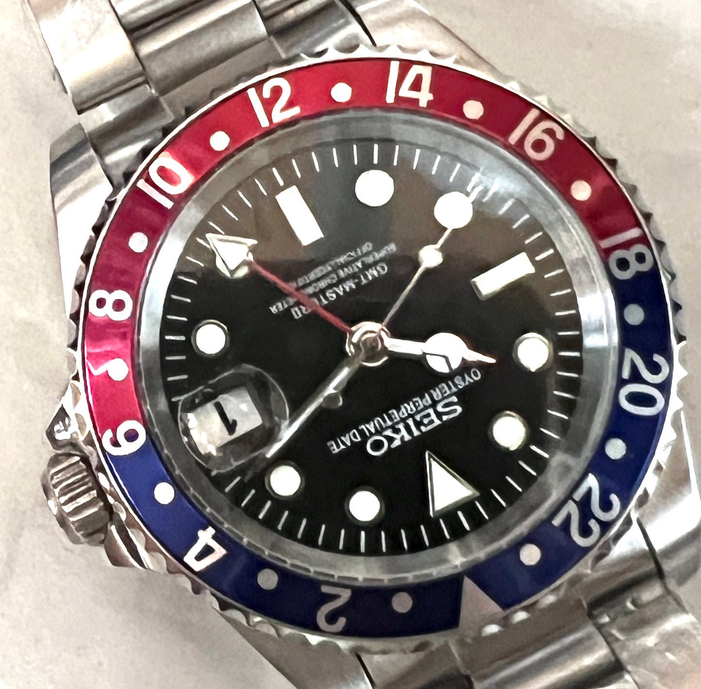 SEIKOMOD|VINTAGE 16710　GMTMASTERⅡ HOMAGE 40mm pepusi bezel