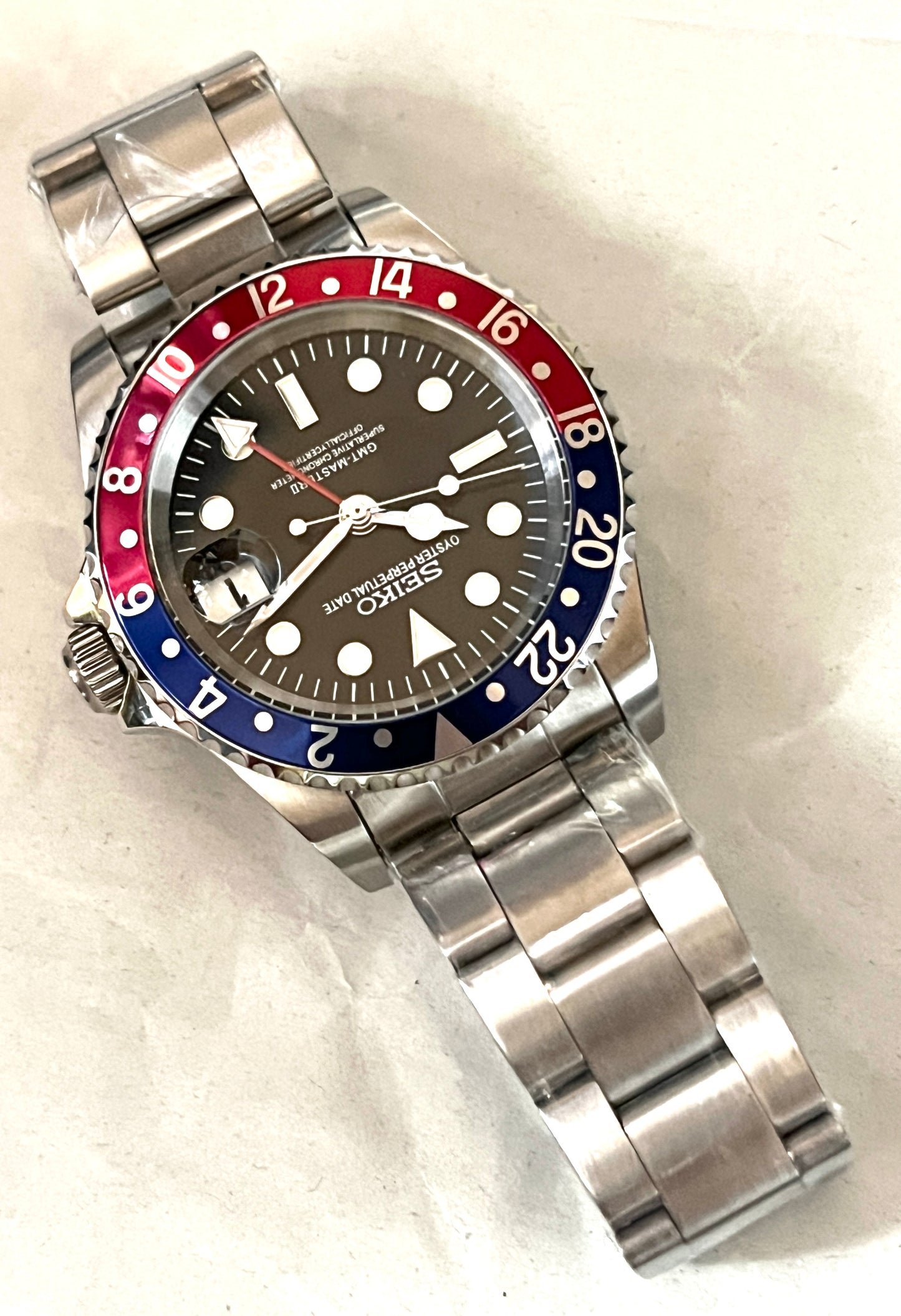 SEIKOMOD|VINTAGE 16710　GMTMASTERⅡ HOMAGE 40mm pepusi bezel