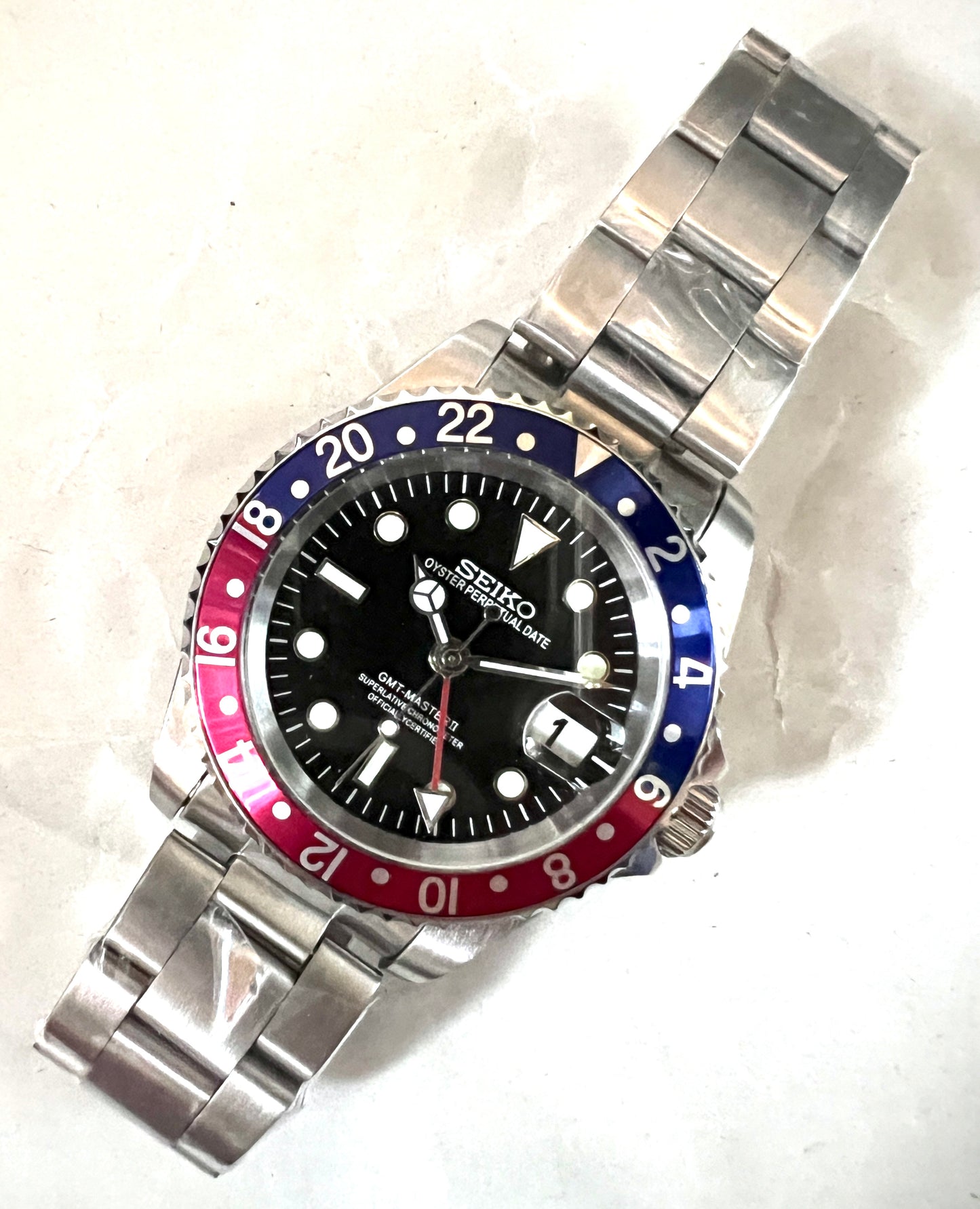 SEIKOMOD|VINTAGE 16710　GMTMASTERⅡ HOMAGE 40mm pepusi bezel