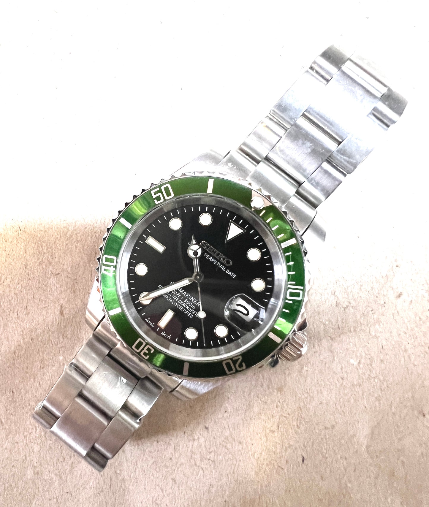 SEIKOMOD|VINTAGE SUBMARINER 16610LV LIME GREEN BEZEL HOMAGE 40mm