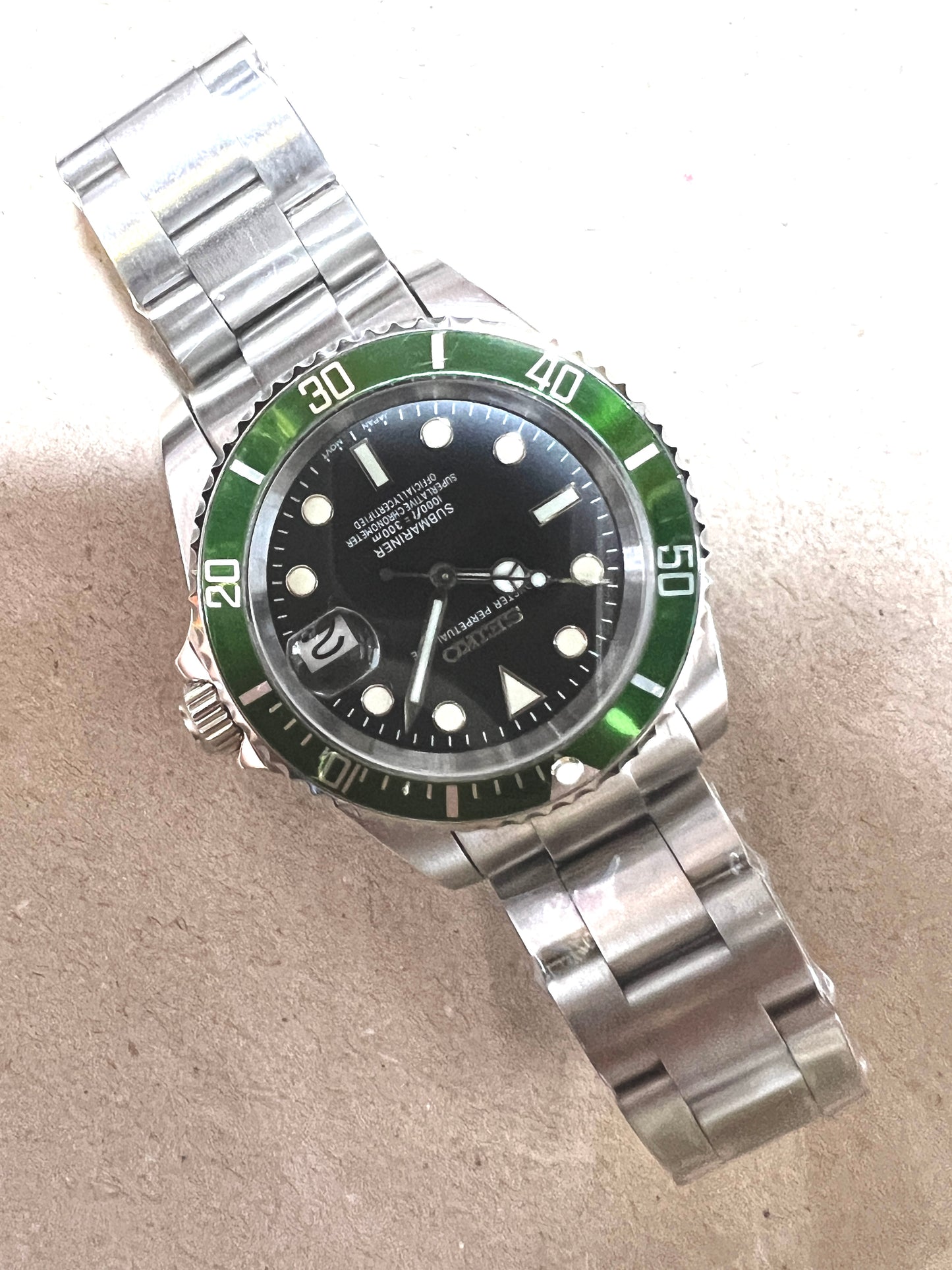 SEIKOMOD|VINTAGE SUBMARINER 16610LV LIME GREEN BEZEL HOMAGE 40mm